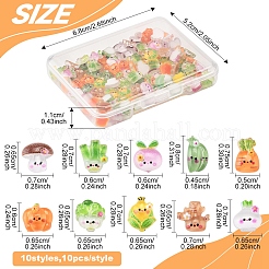100Pcs 10 Styles Cartoon Transparent Resin Cabochons&nbsp;CRES-FS0001-20