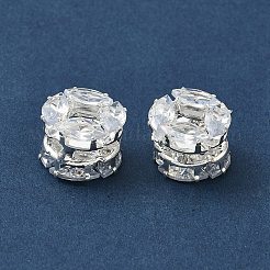 真鍮製マイクロパヴェキュービックジルコニアビーズ  カドミウムフリー＆鉛フリー  コラム  透明  12.5x9.5mm  穴：1.2mm&nbsp;KK-S336-12S-A