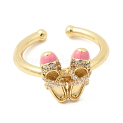 Brass Micro Pave Cubic Zirconia Cuff Open Rings for Women&nbsp;RJEW-B160-08G-01