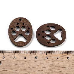 ウォールナットウッドペンダント  キャメル  足跡  28.5x23x2.5mm  穴：2mm&nbsp;FIND-Z050-09A
