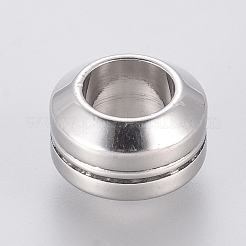 変色しにくい304ステンレススチールビーズ  スジ入りビーズ  コラム  ステンレス鋼色  11x6.5mm  穴：6mm&nbsp;STAS-E036-1A