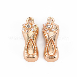 Rack Plating Brass Micro Pave Clear Cubic Zirconia Pendants&nbsp;KK-T060-39-RS