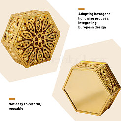 プラスチック製のキャンディーボックス  キャンディー用の中空花型六角形ケース  ゴールドカラー  6x6.9x3.2cm&nbsp;CON-WH0086-230