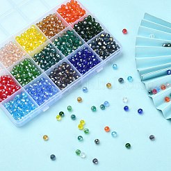 1200Pcs 15 Colors Electroplate Glass Beads Strands&nbsp;EGLA-YW0001-53