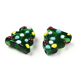 クリスマスをテーマにした手作りランプワークビーズ  クリスマスツリー  17x15mm&nbsp;XMAS-PW0001-213F