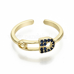 Brass Micro Pave Cubic Zirconia Cuff Rings&nbsp;RJEW-S045-024G-B-NR