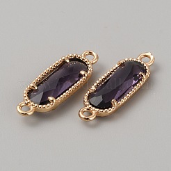 Golden Plated Brass Pave Glass Connector Charms&nbsp;FIND-WH0110-728G-08