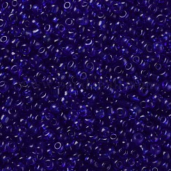 ガラスシードビーズ  トランスペアレント  ラウンド  ブルー  8/0  3mm  穴：1mm  約10000ビーズ/ポンド&nbsp;SEED-A004-3mm-8