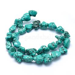 天然マグネサイトビーズ連売り  染め  ナゲット  ターコイズ  12~17x7~14mm  穴：1.5mm  約15.1インチ（38.5cm）&nbsp;TURQ-G148-18B