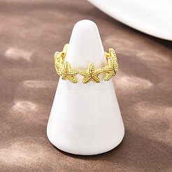 Starfish Brass Cuff Rings for Women&nbsp;RJEW-A088-01G