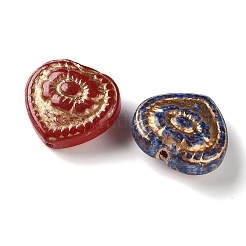 手作りランプワークビーズ  花とハート  ゴールドライン入り  ミックスカラー  15x16x7.5mm  穴：0.8mm&nbsp;LA-CBA4A8C-13
