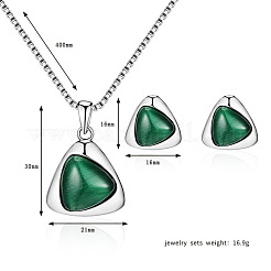 Triangle Alloy & Plastic Pendant Necklaces & Stud Earrings Sets&nbsp;FS-WG3E666-01