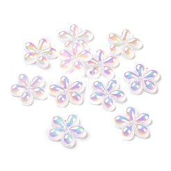 透明なアクリルビーズ  ABカラーメッキ  花  カラフル  13x14x3mm  穴：1.4mm&nbsp;OACR-A017-08