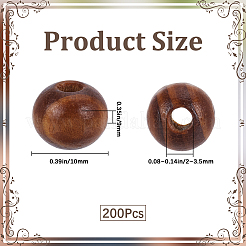 ラウンド天然木ビーズ 200 個  染め  無鉛の  バリーウッド  10x9mm  穴：2~3.5mm&nbsp;WOOD-GF0002-30C