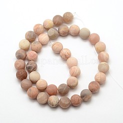 Natural Sunstone Frosted Round Bead Strands&nbsp;G-O039-07-10mm