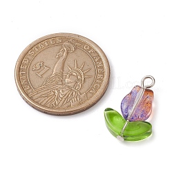 ガラスチャーム  チューリップのチャーム  ミックスカラー  20.5x15.5x4mm  穴：1.8mm&nbsp;PALLOY-JF02579-02