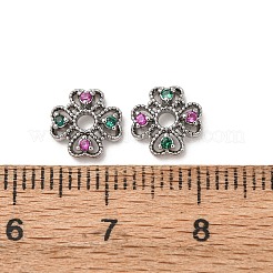 真鍮キュービックジルコニアビーズキャップ  花  プラチナ  8x8x2.5mm  穴：1.8mm&nbsp;ZIRC-L105-03A-P