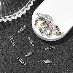 SHEGRACE Brass Pave Cubic Zirconia Rectangle Connector Charms&nbsp;XGRQ2O840-445P
