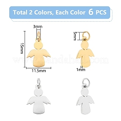 12Pcs 2 Colors 201 Stainless Steel Pendants&nbsp;STAS-UN0053-68
