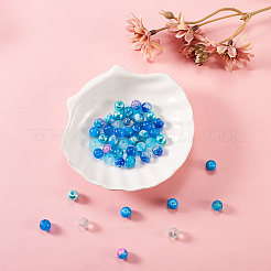200個10スタイルDIYガラスラウンドビーズセット  ブルー  8mm  穴：1mm  20個/スタイル&nbsp;DIY-CJ0001-96