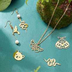 10Pcs 5 Style 201 Stainless Steel Pendants&nbsp;STAS-UN0026-79