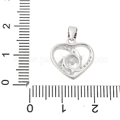 Fine Silver Cubic Zirconia Heart Charms&nbsp;STER-S008-02A-P