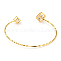 Clear Cubic Zirconia Cuff Bangles&nbsp;BJEW-P305-02G
