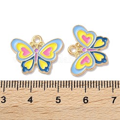 合金エナメルチャーム  ゴールドカラー  バタフライチャーム  ライトブルー  15x20x1mm  穴：1.8mm&nbsp;ENAM-O001-10C-G