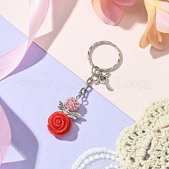 樹脂＆合金＆ガラスキーホルダー  鉄パーツ  花の天使  アンティークシルバー＆プラチナ  8.5cm  5個/セット&nbsp;KEYC-MZ00015