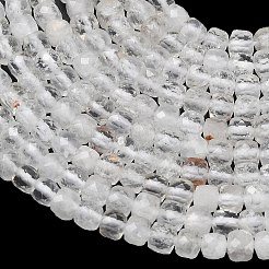 天然石クオーツクリスタルビーズ連売り  水晶  多面カットキューブ  4~4.5x4~4.5x4~4.5mm  穴：0.6~0.8mm  約92~96個/連  15.08''（38.3~39センチメートル）&nbsp;GG-CBAB953-A01-4mm
