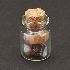 ボトルの装飾を望む透明なガラス  チャクラヒーリングボトル  ウィッカジェムストーンのバランス調整  ナチュラルグレーアゲートチップビーズ付き  22x34mm  チップビーズ：6~11x10~20x5~10mm&nbsp;DJEW-A001-01B-11