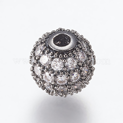 Brass Micro Pave Cubic Zirconia Beads&nbsp;ZIRC-E134-8mm-04