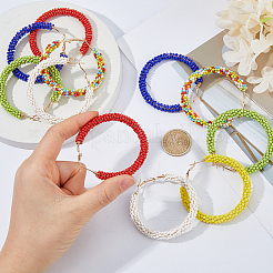 6 Pairs 6 Colors Stainless Steel Hoop Earrings&nbsp;EJEW-DC0001-51