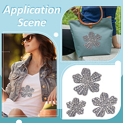 3Pcs 3 Styles Felt & Rhinestone Embroider Thread Iron on/Sew On Patches&nbsp;PATC-FG0003-25
