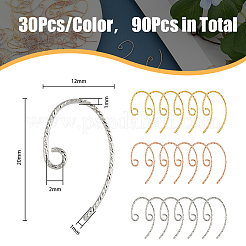 90Pcs 3 Colors Brass Earring Hooks&nbsp;KK-FH0006-81