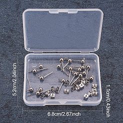 DIYピアス作り  304ステンレススチール製のイヤリング部品と304ステンレススチール製のイヤリングナット/ピアスバックキャッチ付き  ステンレス鋼色  40個/箱&nbsp;DIY-PH0020-37P