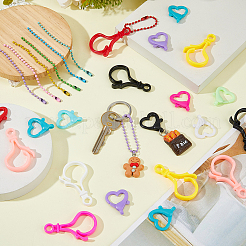 170個 3スタイル DIY ジュエリー作成ファインディングキット  鉄球チェーンタグチェーンを含む  プラスチック製プッシュゲートスナップキーチェーン留め具  樹脂ロブスター爪の留め金  ミックスカラー  96~98x2mm&nbsp;DIY-HS0002-10
