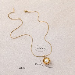 304 Stainless Steel with White Imitation Pearl Half Round Pendant Necklaces for Women and Girls&nbsp;EO0407