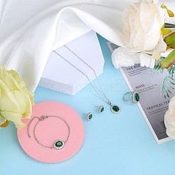 Cubic Zirconia Oval Pendant Necklace & Link Bracelet & Cuff Ring & Stud Earrings&nbsp;SJEW-SZC0001-01B