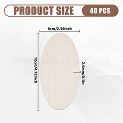 未完成の木片  木の切り欠き  オーバル  アンティークホワイト  120x60x2.5mm&nbsp;WOOD-WH0062-31B