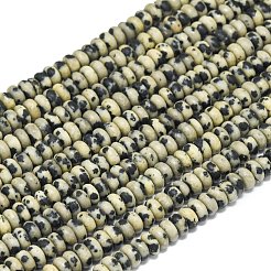 天然石ダルメシアンジャスパービーズ連売り  艶消し  ロンデル  4x2mm  穴：0.9mm  約167~173個/連  15.16''~15.35''（38.5~39センチメートル）&nbsp;G-P575-A01-4x2mm