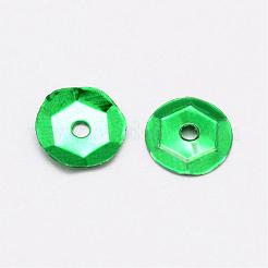 プラスチックスパンコールビーズ  半カップ状のスパンコールビーズ  中ハート孔  グリーン  8x0.5mm  穴：1mm&nbsp;PVC-A001-8mm-04