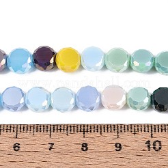 電気メッキガラスビーズセット  フラットラウンド  多面カット  カラフル  7.5~8x4~5mm  穴：1~1.4mm  約25~27個/連  7.28~7.48インチ（18.5~19cm）&nbsp;EGLA-N022-03A-A09