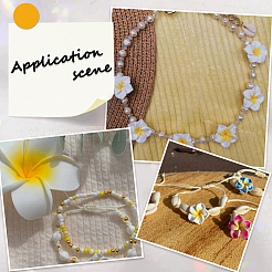 48個の手作りポリマークレイビーズ  花  ホワイト  10~11x25~26x25~26mm  穴：1.5mm&nbsp;CLAY-SC0002-47