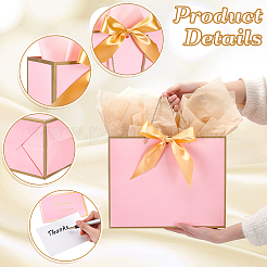 20Pcs 3 Styles Paper Gift Tote Bags with Polyester Gold Ribbon&nbsp;ABAG-WA0001-36A