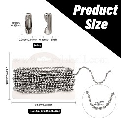DIYボールチェーン作成キット  ステンレス製ボールチェーンおよびボールチェーンコネクターーを含む  ステンレス鋼色  2.4mm&nbsp;SA-FS04FF-01D