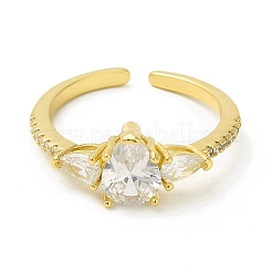 Clear Cubic Zirconia Teardrop Open Cuff Ring&nbsp;RJEW-H120-02G