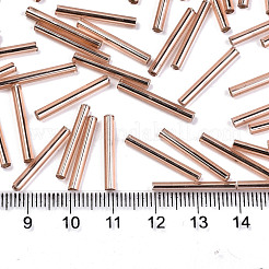 電気メッキガラスラッパビーズ  丸い穴  メタリックカラー  ローズゴールドメッキ  17.5~20x1.5~2.5mm  穴：0.5~1mm  約2250個/袋&nbsp;SEED-S043-02C-03
