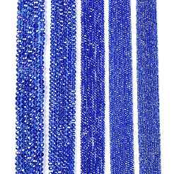電気メッキガラスビーズセット  ABカラーメッキ  多面カット  ロンデル  ブルー  4x3mm  穴：0.4mm  約105~110個/連  38~39cm&nbsp;LS-EGLA-A044-T4mm-B31