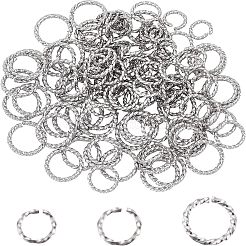 304ステンレススチールオープン丸カン  ツイストラウンド  ステンレス鋼色  18ゲージ  6~10x1mm  120個/セット&nbsp;STAS-UN0004-67P